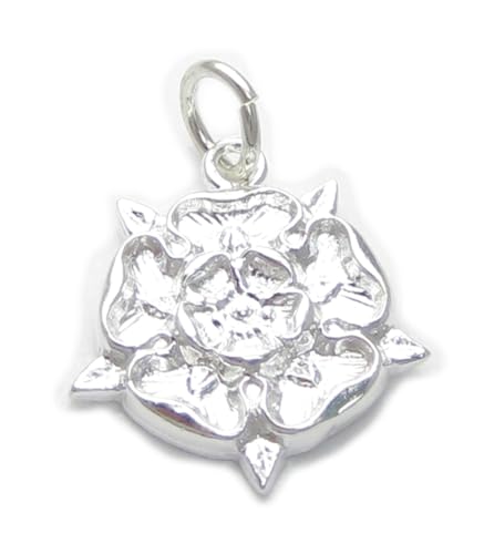 Tudorrose-Anhänger, aus 925er Sterlingsilber, York-Union-England-Anhänger, ec493 von Maldon Jewellery