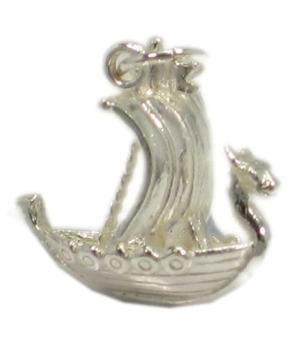 Wikingerschiff Sterling Silber Charm .925 x 1 Schiffe Vikings Charms von Maldon Jewellery