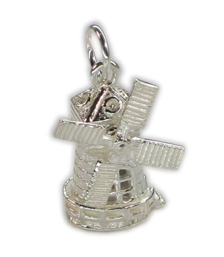 Windmühle mit beweglichen Segeln Sterling Silber Charm .925 x1 Windmills Charms von Maldon Jewellery