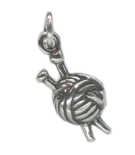 Wolle und Stricknadeln Sterling Silber Charm .925 x 1 von Maldon Jewellery