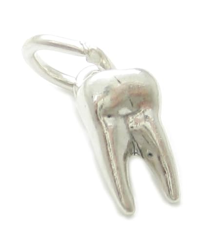 Zahn kleine Sterling Silber Charm .925 x 1 Zähne Fee Zahnarzt Charms von Maldon Jewellery