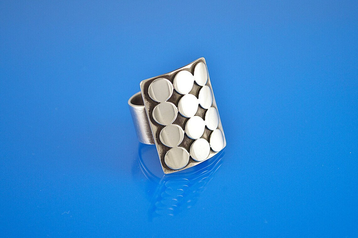 Brutalist Sterling Silber Statement Ring Mid Century Modernist Schmuck von MaldonadoJewellery