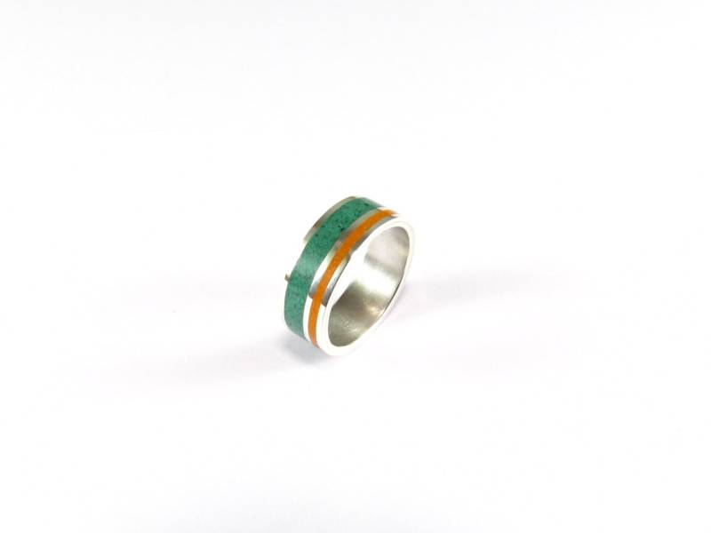 Sterling Silber Ehering Grün & Orange Stein Intarsienring von MaldonadoJewellery