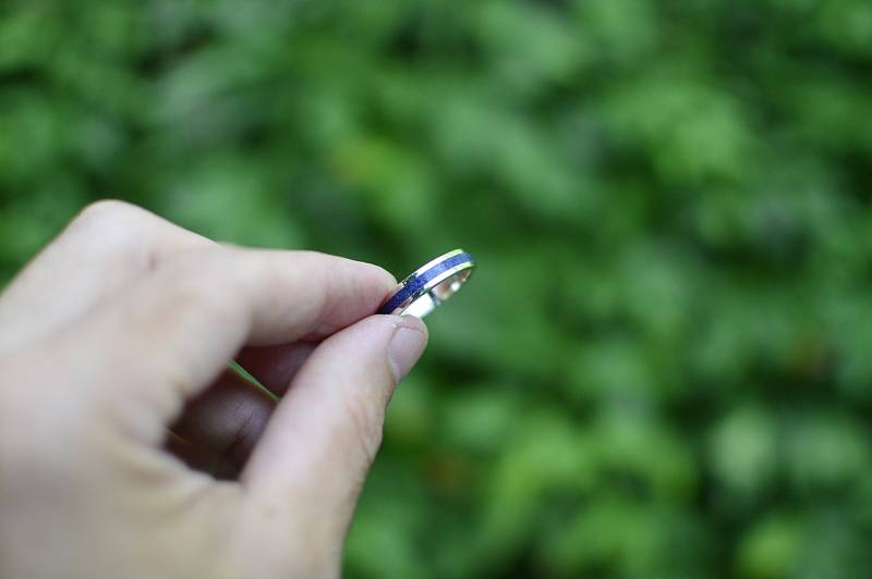 Lapislazuli Inlay Sterlingsilber Ehering - Something Blue von MaldonadoJewellery