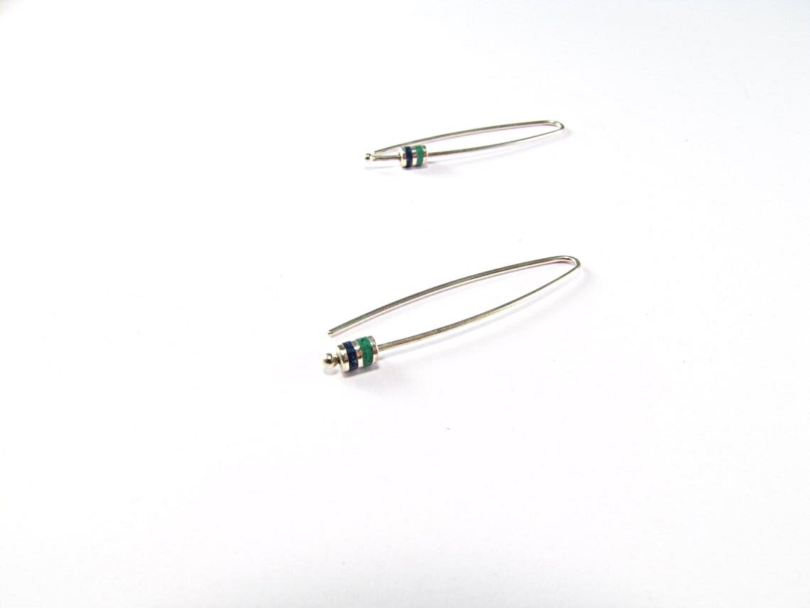 Minimal Ohrringe - Sterling Silber 925 Blau Und Grün Minimal Ohrringe - Sterling Silber 925 Blau Und Grün von MaldonadoJewellery