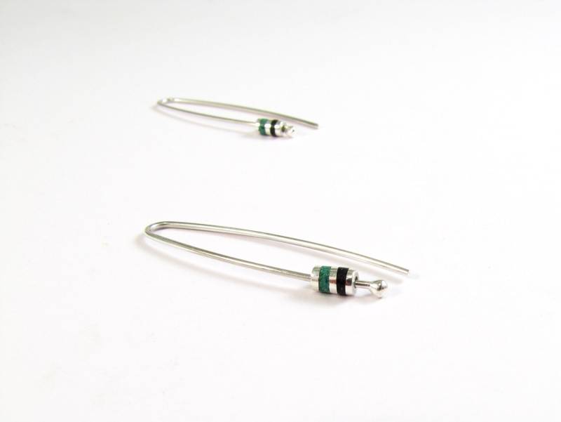 Minimal Ohrringe - Sterling Silber Schwarz Und Grün von MaldonadoJewellery