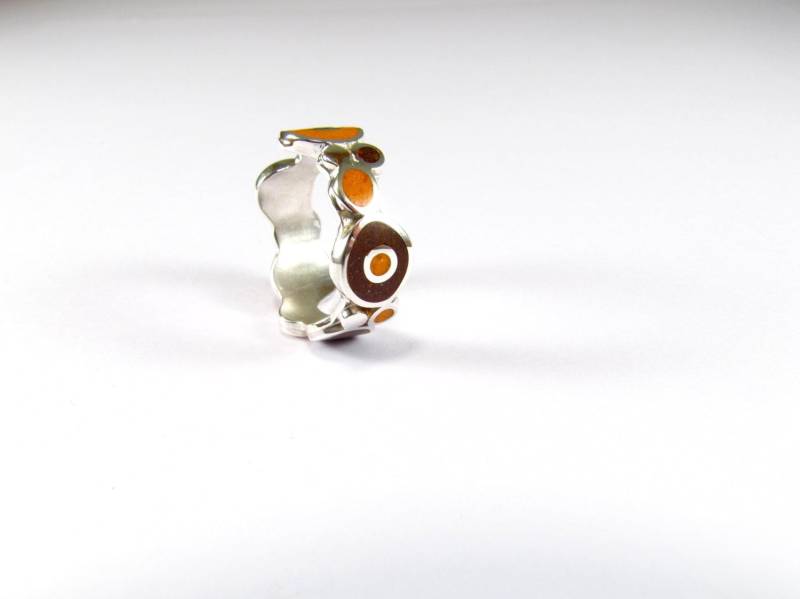 Orange Bubbles Sterling Silber Ring - Farbstein Inlay von MaldonadoJewellery