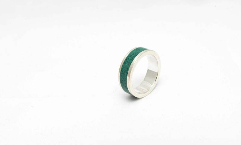 Malachit Inlay Sterling Silber Ring - Grüner Ehering von MaldonadoJewellery