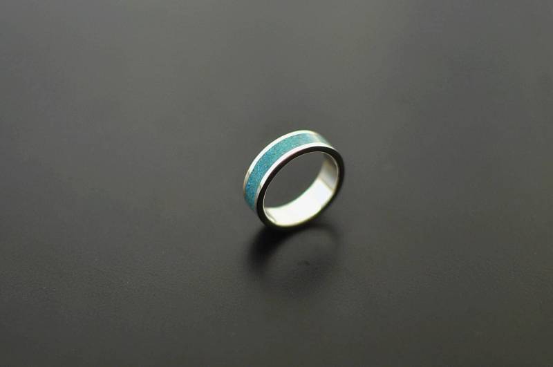 Türkis-Inlay Sterling Silber Ehering Ring von MaldonadoJewellery