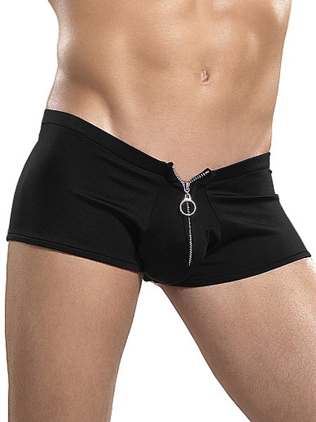 Male Power Nylon Lycra: Zipper Short, schwarz (S/M) von Male Power