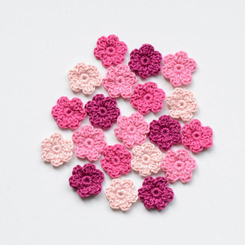 Mini Häkelblumen Fuchsia Tiny Applikation Set Stricken Kleine Häkelblume Kartenherstellung Motiv Gestrickte Blumen Verschönerung Blume, 20St von MalechaKnitting