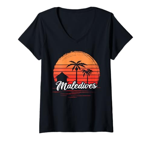 Damen Vintage Malediven Urlaub Reisen Malediven T-Shirt mit V-Ausschnitt Damen Vintage Malediven Urlaub Reisen Malediven T-Shirt mit V-Ausschnitt von Maledives Vacation Outfits