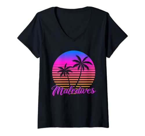 Damen Vintage Malediven Urlaub Reisen Malediven T-Shirt mit V-Ausschnitt Damen Vintage Malediven Urlaub Reisen Malediven T-Shirt mit V-Ausschnitt von Maledives Vacation Outfits