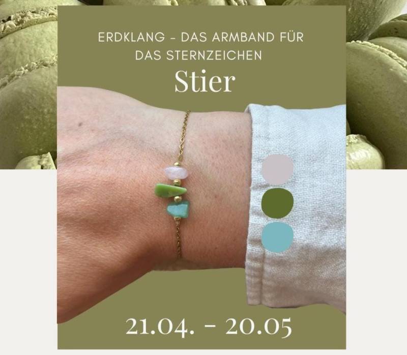 Stier Sternzeichen Armband Edelsteine; Rosenquarz, Aventurin, Erde, Geschenk Astrologie, Heilsteine Für Innerer Ruhe von MaleeLamo