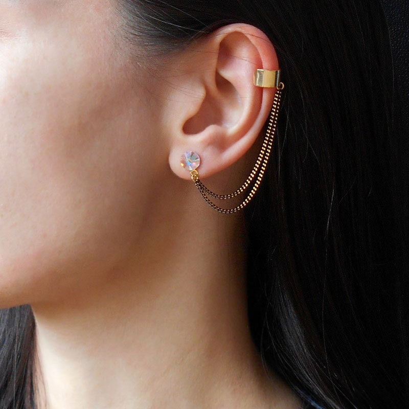 Crystal Ear Cuff Ohrringe, Ohrringe Mit Swarovski Kristallen, Ohrstecker Ketten, Viele Farben Crystal Ear Cuff Ohrringe, Ohrringe Mit Swarovski Kristallen, Ohrstecker Ketten, Viele Farben von MaleenaJewelry