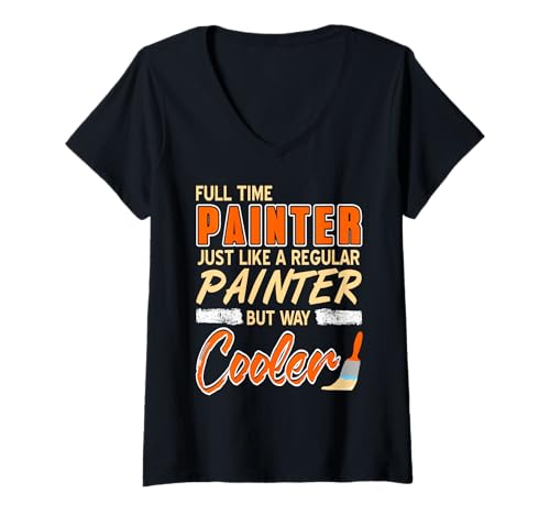 Damen Vollzeitmaler Aber Viel Cooler Spruch T-Shirt mit V-Ausschnitt Damen Vollzeitmaler Aber Viel Cooler Spruch T-Shirt mit V-Ausschnitt von Maler Spaß Künstler Humor