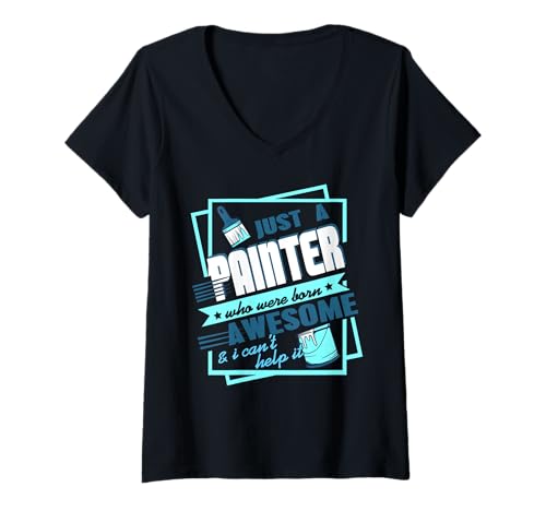 Damen Selbstbewusster Maler Humor Wurde So Geboren T-Shirt mit V-Ausschnitt Damen Selbstbewusster Maler Humor Wurde So Geboren T-Shirt mit V-Ausschnitt von Maler Werkzeug Handwerker Witz