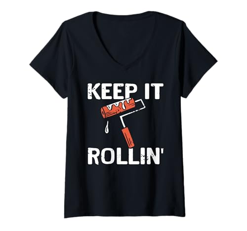 Damen Roll Weiter Lustiger Maler Arbeit Motivation Witz T-Shirt mit V-Ausschnitt Damen Roll Weiter Lustiger Maler Arbeit Motivation Witz T-Shirt mit V-Ausschnitt von Malercrew Handwerk Inspiration Renovierung Spruch