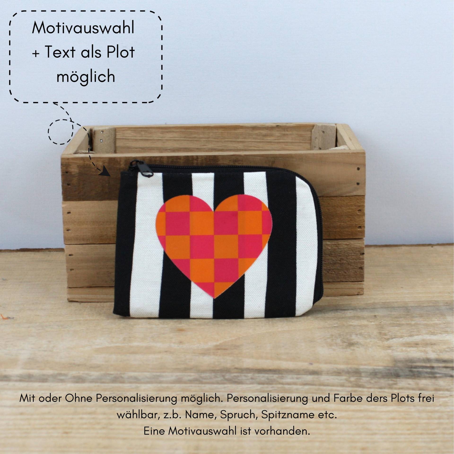 Mini Geldbeutel , Portemonnaie, Geldbörse Streifen Schwarz Weiß Coole Motive Brieftasche Klein, Personalisierung Möglich 80Er 90Er von Malewen