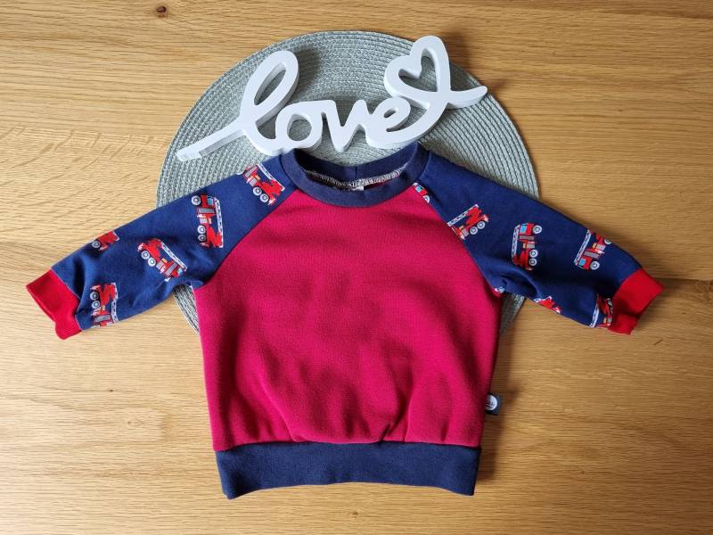 Pullover Baby Kinder Größe 68 Rot Blau Feuerwehr Handmade von MaliSyhandmade