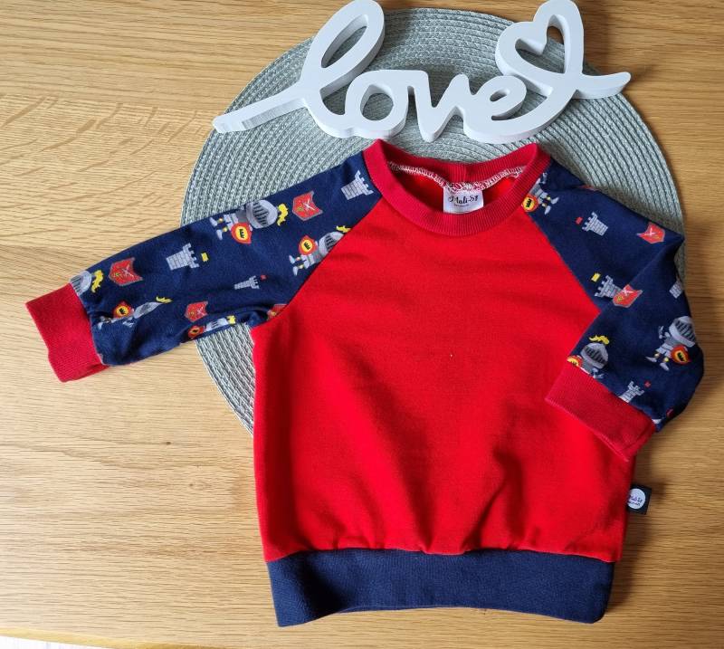 Pullover Baby Kinder Größe 68 Rot Blau Ritter Handmade von MaliSyhandmade