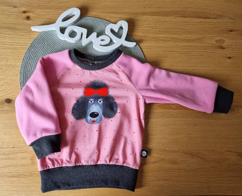 Pullover Baby Kinder Größe 92 Rosa Pink Hund Pudel Handmade von MaliSyhandmade