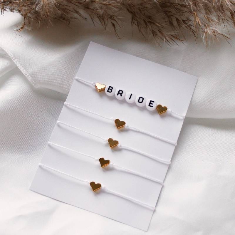 Jga Armband Bride To Be, Junggesellinnenabschied Frau, & Team Armbänder Mit Herz, Braut Set von MaliaJewelryDE