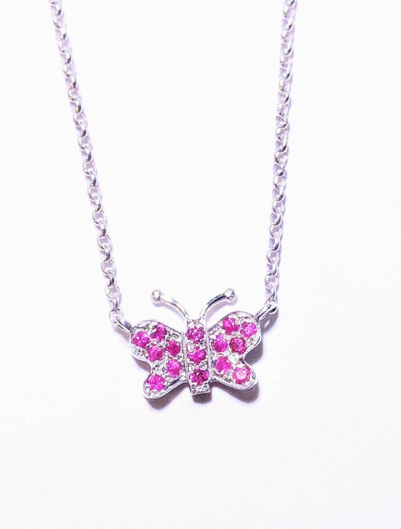 14K Gold Zierliche Schmetterling Halskette Rosa Saphir Edelsteine 14K Gold Zierliche Schmetterling Halskette Rosa Saphir Edelsteine von MalibuVibesJewelry