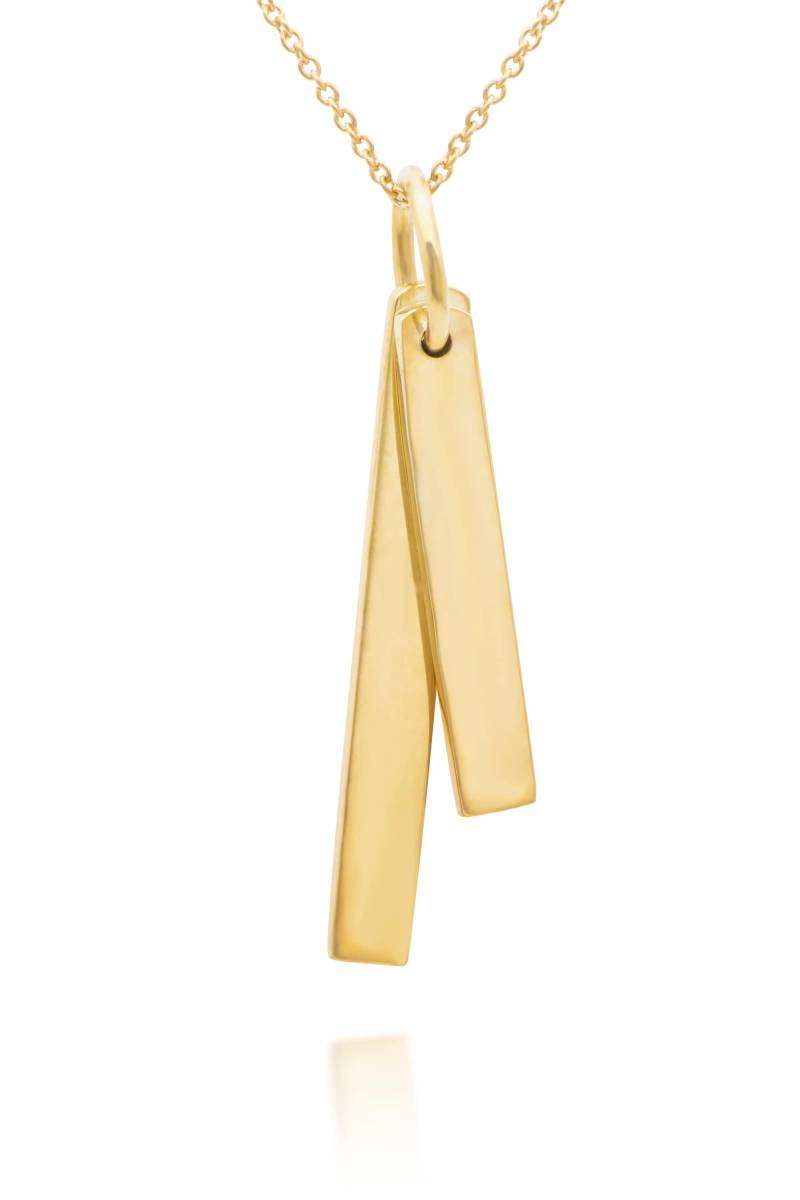Personalisierte 14K Gold Double Bar Halskette Id-Halskette Mit Gravur Personalisierte 14K Gold Double Bar Halskette Id-Halskette Mit Gravur von MalibuVibesJewelry