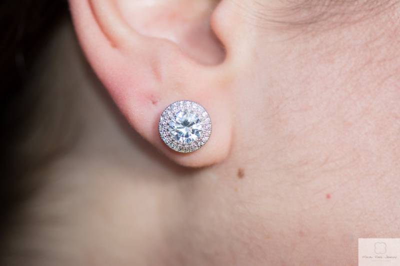 sterling Silber Cz Halo Ohrstecker 1Ct Mittelstein sterling Silber Cz Halo Ohrstecker 1Ct Mittelstein von MalibuVibesJewelry