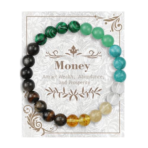 Geld anziehendes Armband mit mehreren Edelsteinen für Männer und Frauen, Glücksenergie-Armband Ermutigendes Geschenk für Männer oder Frauen von Malihome