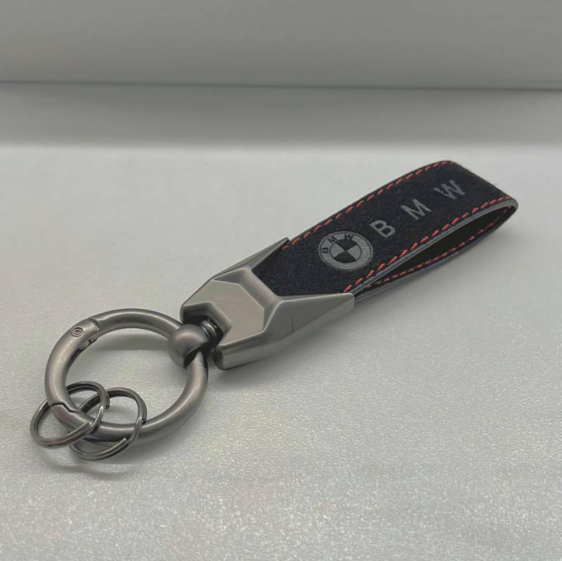 Bmw Schlüsselanhänger Mit Logo. Alcantara Leder Roter Naht. High Quality Leather Keychain, Logo von MaliksSouvenirs