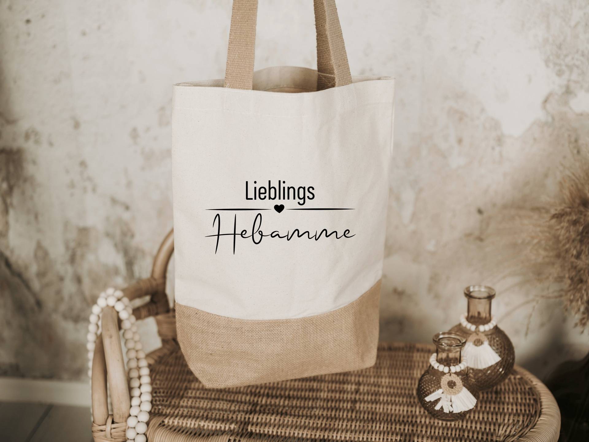 Tasche "Lieblings Hebamme". Jutetasche Mit Baumwollanteil, Abschiedsgeschenk, Geschenk, Hebamme, Geburt, Baby, Shopper von MalileDesign