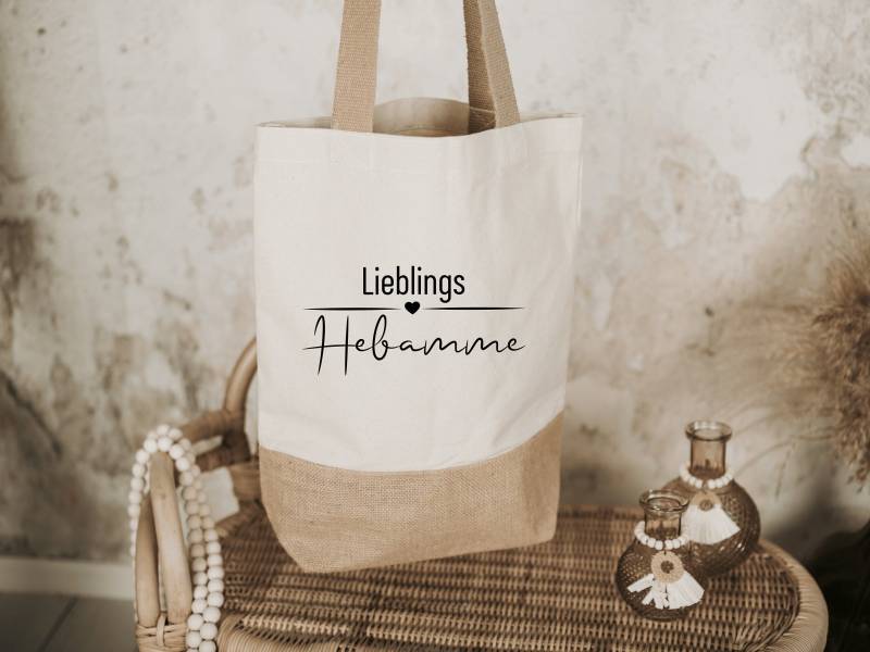Tasche "Lieblings Hebamme". Jutetasche Mit Baumwollanteil, Abschiedsgeschenk, Geschenk, Hebamme, Geburt, Baby, Shopper von MalileDesign