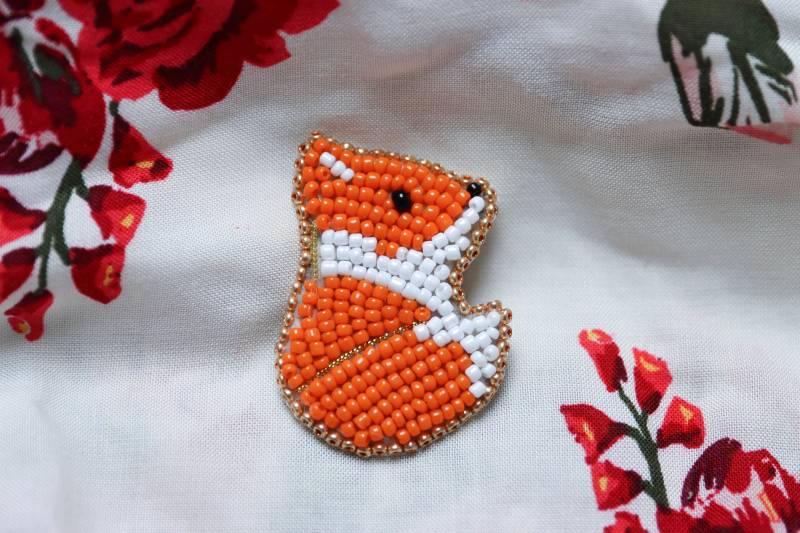 Brosche Fuchs Perlen Fox Rocailles Brosche Fuchs Perlen Fox Rocailles von MalinaBasteln