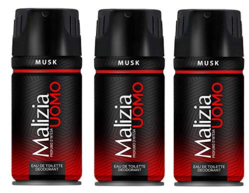 3x MALIZIA UOMO Musk mann deo 150ml deospray deo spray deodorant Edt parfum von Malizia