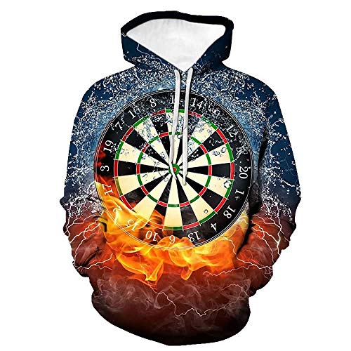 Unisex Paare Flamme Darts Hoodys 3D Printed Quick Dry Sweat Shirt Langarm-Kapuzenshirt Taschen Top # 59 (Farbe : 1, Größe : S) von MallFun