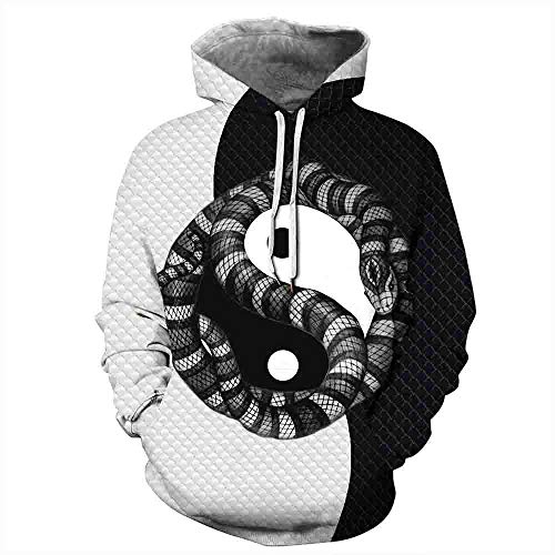 MallFun Unisex Paare Tai Chi und Snake T-Shirt 3D Printed Sweat-Shirt Langarm-Kapuzenshirt Taschen Top # 239 (Farbe : 1, Größe : XXXXXL) von MallFun