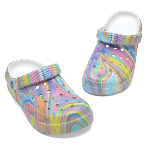 Mallaza Jungen Mädchen Camo Garden Clogs Bequeme Slip-On Strandsandalen für Littele Kid/Big Kids und Größen, Farbige Spirale, 7 Big Kid von Mallaza