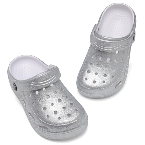 Mallaza Jungen Mädchen Camo Garden Clogs Bequeme Slip-On Strandsandalen für Littele Kid/Big Kids und Größen, silber, 7 Big Kid von Mallaza