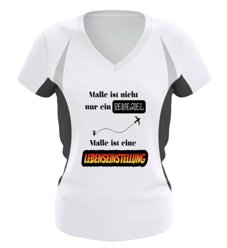 Malle ist eine Lebenseinstellung Party Mallorca - Frauen Laufshirt tailliert geschnitten -XL-Jet Black-White von MalleMel