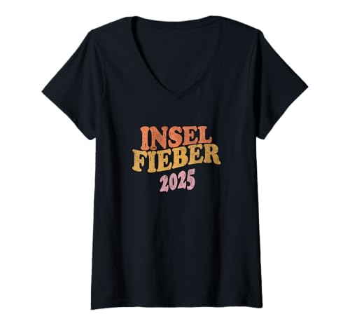 Damen Inselfieber 2025 Malle Edition für Mallorca Urlaub T-Shirt mit V-Ausschnitt Damen Inselfieber 2025 Malle Edition für Mallorca Urlaub T-Shirt mit V-Ausschnitt von MalleModus Party Saufen Urlaub Bier Sommer