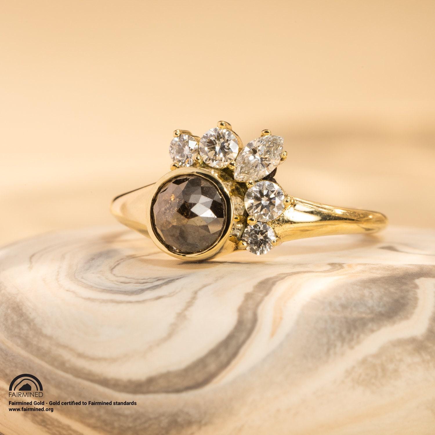 Diamant Spray Ring Aus Fairmined Zertifiziertem Gelbgold von MalleableJewellers