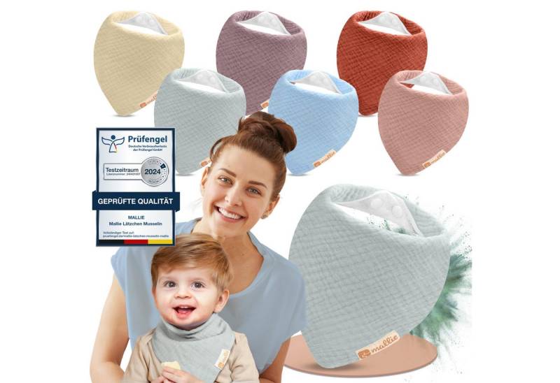 Mallie Lätzchen Musselin Lätzchen Baby im 6er oder 8er Set, (Als Bibs, Dreieckstuch Baby, Baby Lätzchen -, 6-St., Musselin Halstuch Baby, Musselintücher Baby und Babylätzchen), Sabberlätzchen Baby Halstücher Baby von Mallie