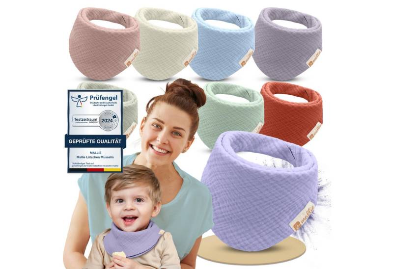 Mallie Lätzchen Musselin Lätzchen Baby im 6er oder 8er Set, (Als Bibs, Dreieckstuch Baby, Baby Lätzchen -, 8-St., Musselin Halstuch Baby, Musselintücher Baby und Babylätzchen), Sabberlätzchen Baby Halstücher Baby von Mallie
