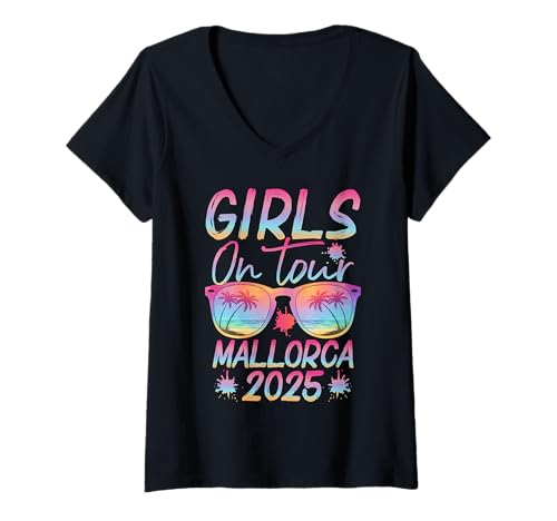 Damen Girls On Tour Mallorca 2025 Mädelsabend Malle Party T-Shirt mit V-Ausschnitt von Mallorca Girls Trip 2025