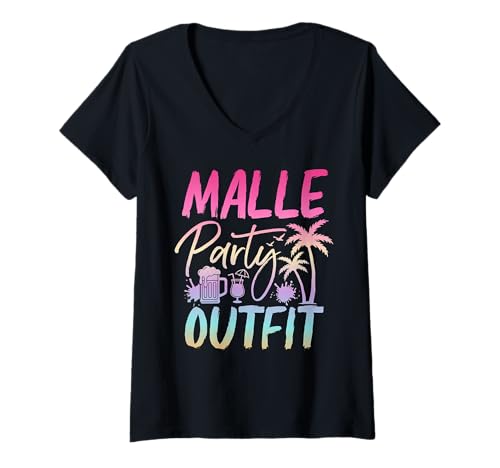 Damen Malle Party Crew Gruppen Motiv Mallorca Party Outfit T-Shirt mit V-Ausschnitt Damen Malle Party Crew Gruppen Motiv Mallorca Party Outfit T-Shirt mit V-Ausschnitt von Mallorca Guppen Outfit Malle Urlaub