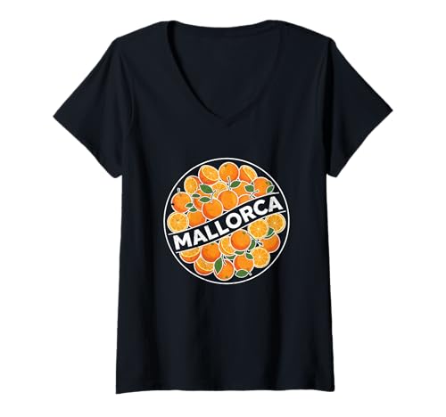 Damen Mallorca Orangen Sommerurlaub Obst Design T-Shirt mit V-Ausschnitt Damen Mallorca Orangen Sommerurlaub Obst Design T-Shirt mit V-Ausschnitt von Mallorca Oranges Summer Collection