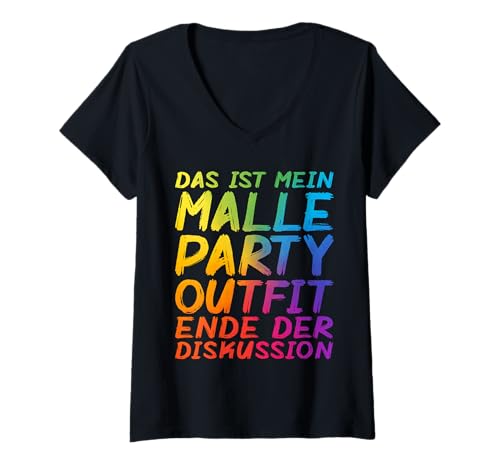 Damen Das Ist Mein Malle Party Outfit Ende Der Diskussion lustiges T-Shirt mit V-Ausschnitt von Mallorca Party Urlaub Outfit lustiges Geschenk