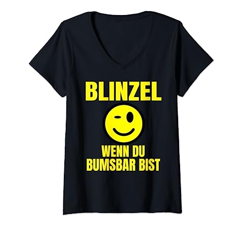 Damen Zwinker wenn du Bumsbar Bist T-Shirt mit V-Ausschnitt von Mallorca Sauf Trikot